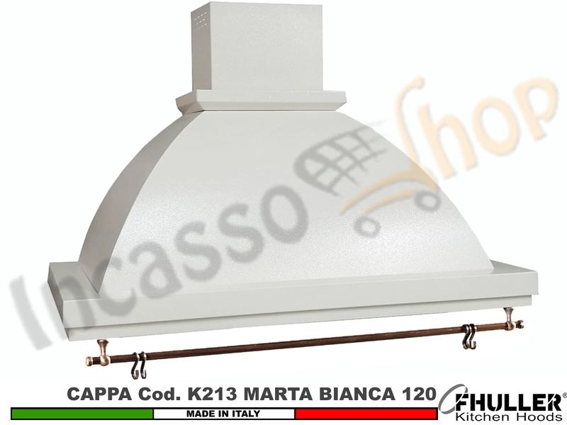 Cappa FHULLER Parete Rustica Marta 120 Vernice BIANCA Con Tubo Rame + Motore
