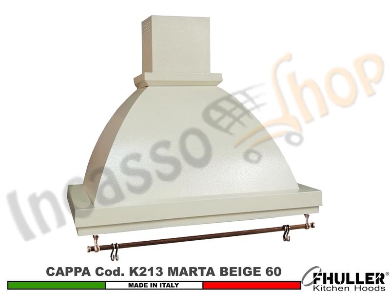 Cappa FHULLER Parete Rustica Marta 60 Verniciata AVORIO Con Tubo Rame Motore 420