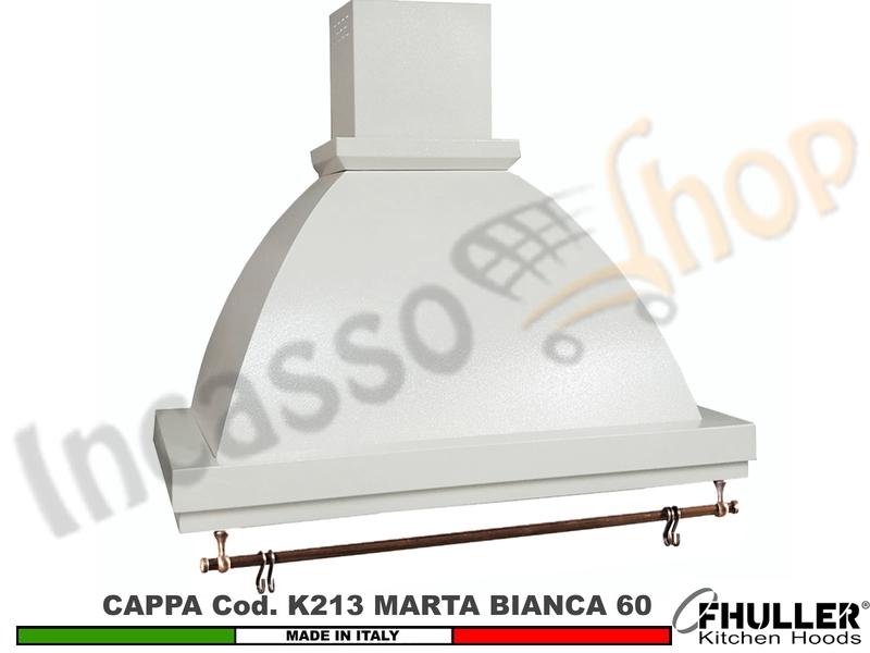 Cappa FHULLER Parete Rustica Marta 60 Verniciata BIANCA Con Tubo Rame Motore 420