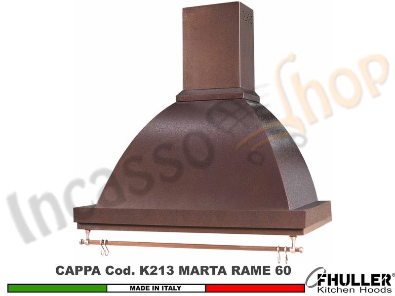 Cappa FHULLER Parete Rustica Marta 60 Verniciata RAME Con Tubo Rame Motore 420