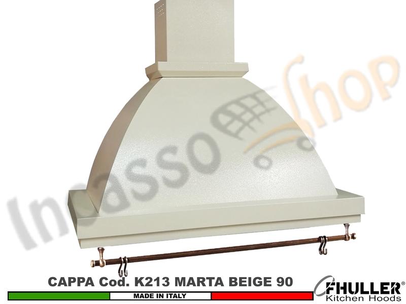 Cappa FHULLER Parete Rustica Marta 90 Vernice AVORIO Con Tubo Rame MOTORE