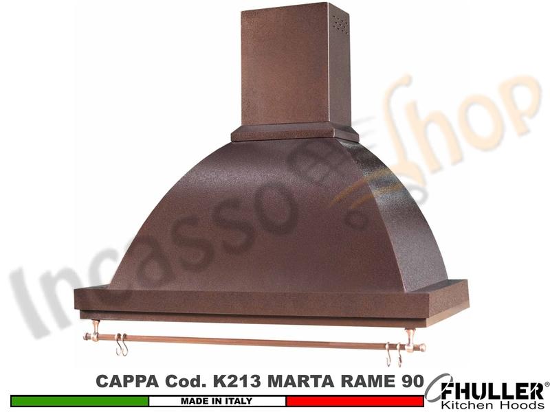 Cappa FHULLER Parete Rustica Marta 90 Vernice RAME Con Tubo Rame MOTORE