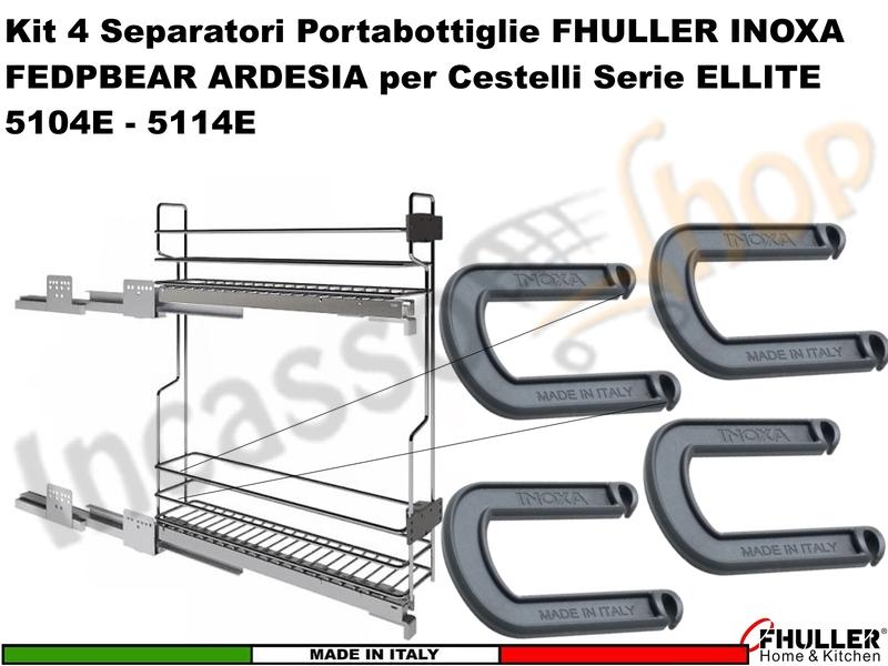 INOXA-FHULLER Set 4 Separatori Portabottiglie ARDESIA per Cestelli Serie Ellite