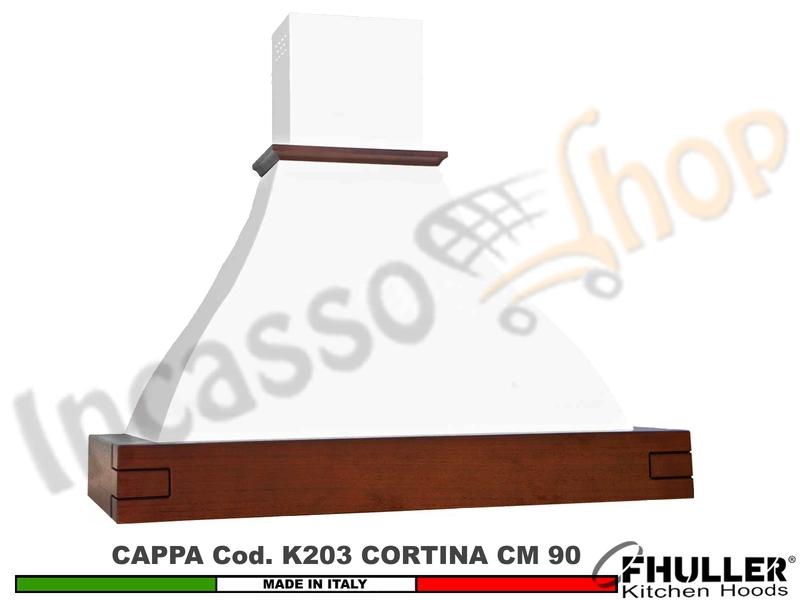 Cappa FHULLER Parete Rustica Cortina 90 Legno Frassino o Tiglio Grezzo + MOTORE 420 m³/h