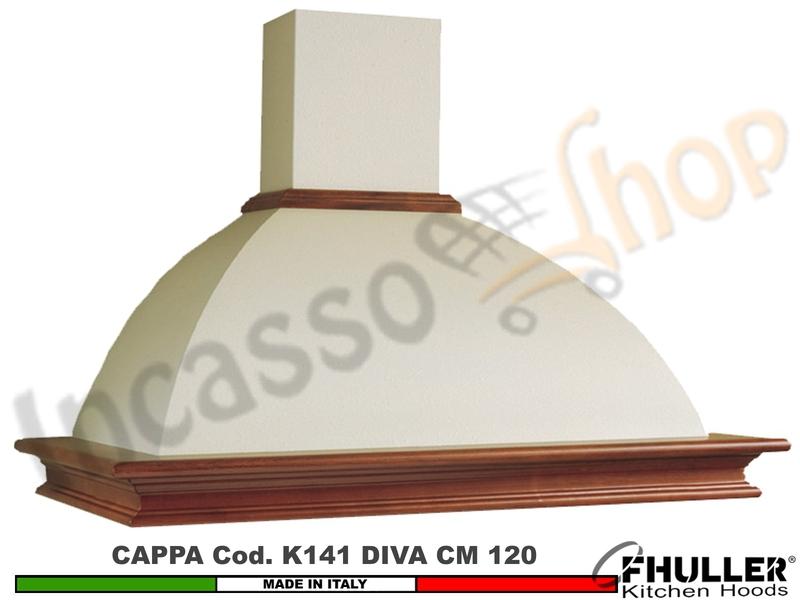 Cappa Parete Rustica Diva 120 Legno Frassino /Tiglio Grezzo + MOTORE 420 m³/h