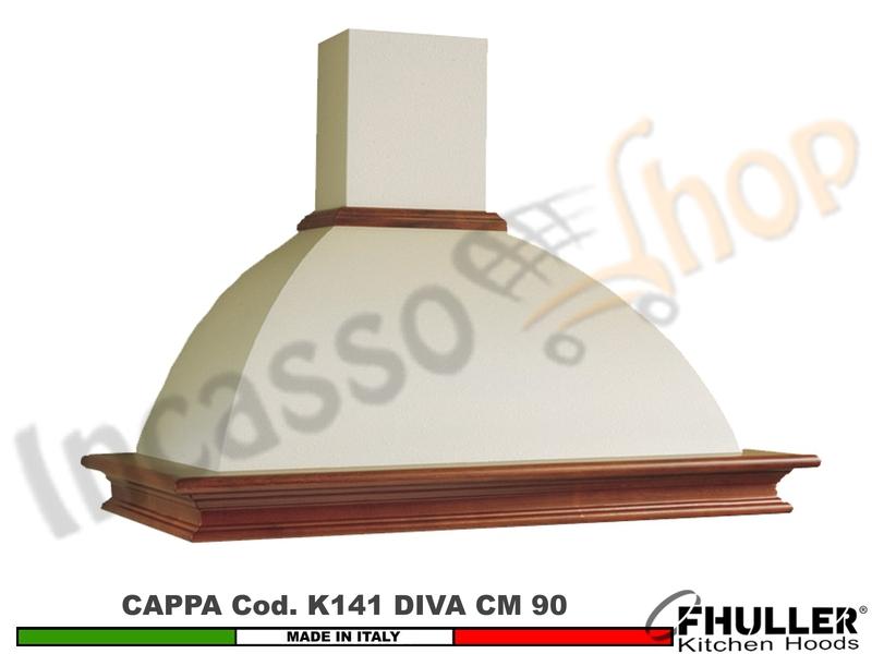 Cappa Parete Rustica Diva 90 Legno Frassino o Tiglio Grezzo + MOTORE 420 m³/h