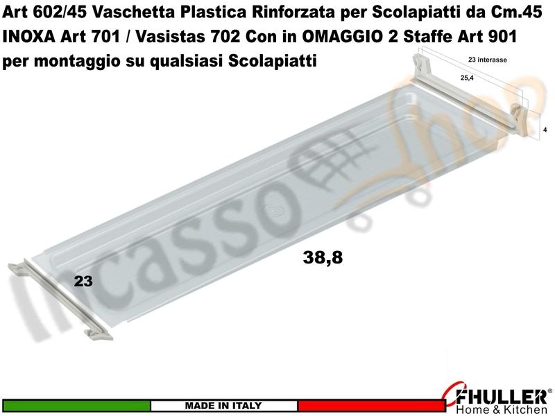 Vaschetta Raccogligocce Trasparente INOXA 602/45T Per Scolapiatti da 45 + Staffe