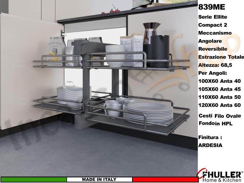 Compact 2 ELLITE 839ME/40 Angolo Base 100X60 Estrazione Totale Reversible+Cesti 1839E Scegli Colori