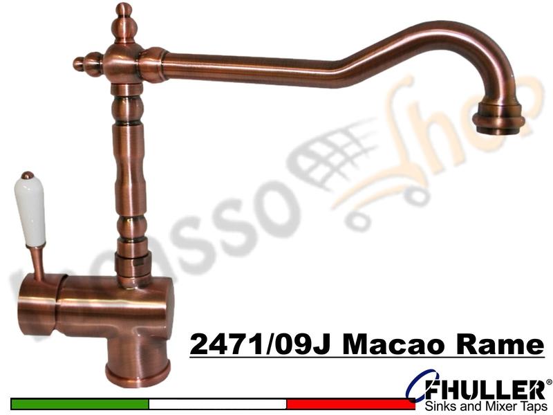 FHULLER 2471/09J Rubinetto Miscelatore Argo Macao Rustico Monocomando Vecchio Rame