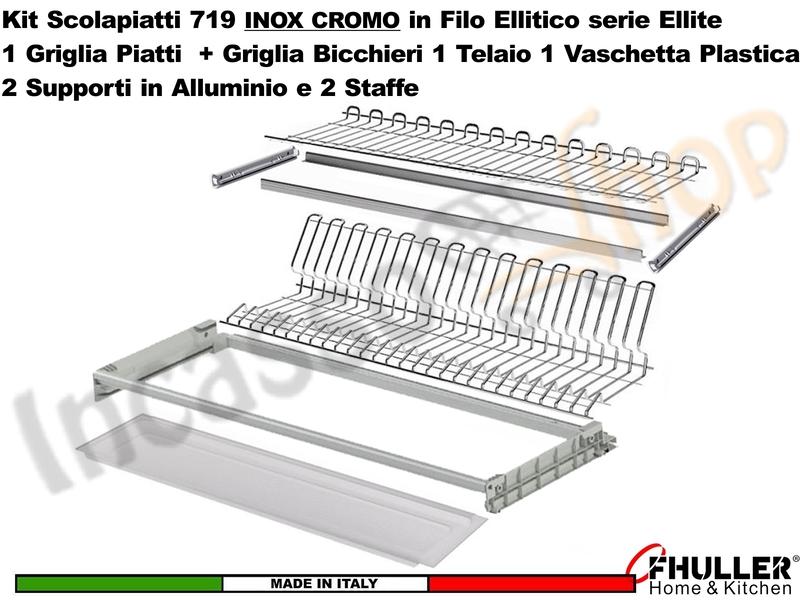 FHULLER Scolapiatti 719 Pensile 45 Telaio Vaschetta Supporti e Staffe INOX CROMO