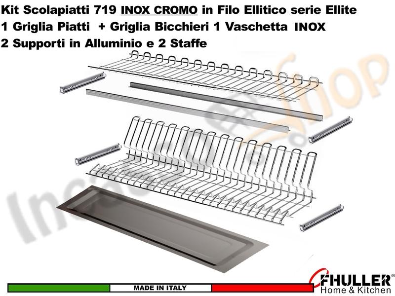 FHULLER Scolapiatti 719 Pensile 120 Vasca IX Supporti Alluminio Staffe IX CROMO
