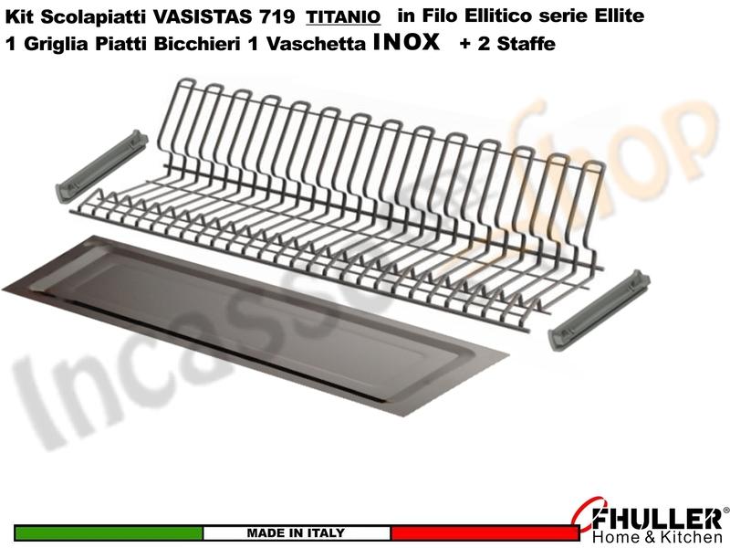 FHULLER Scolapiatti VASISTAS 719TP Pensile 120 Vaschetta INOX 2 Staffe TITANIO