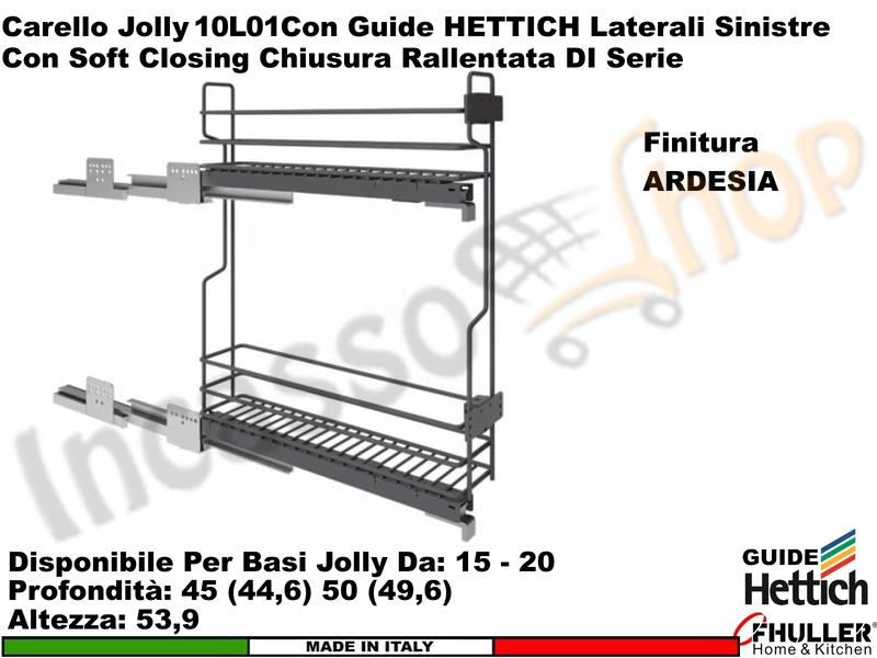 FHULLER Serie UNICA Carello Estraibile 2 Piani Guide SX HETTICH Base 15-45 Ardesia