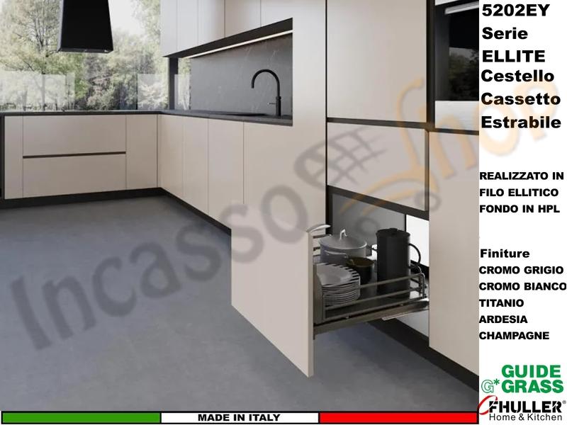 Carello Cassetto Estraibile Ellite INOXA 5202EY/30-45 Guide Grass Base 30 Pr.45