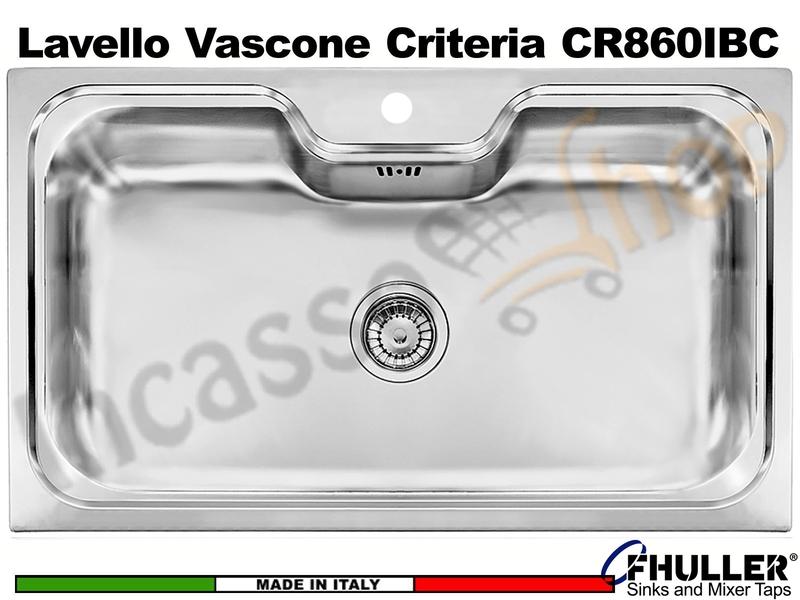Lavello FHULLER Criteria CR860 Acciaio Spazzolato 86X50 1 Vascone H.22
