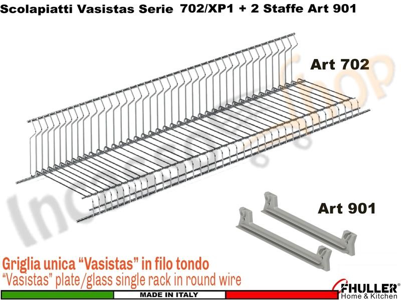 Scolapiatti Griglia Unica VASISTAS INOX 702 Pensile 40 Interno 35,6 + 2 Staffe 901