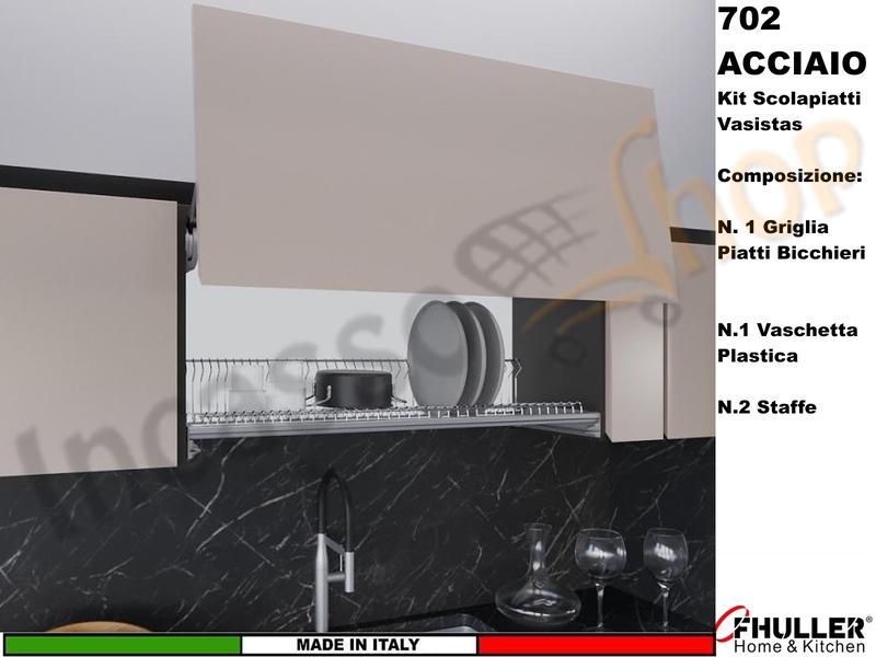 Scolapiatti Griglia Unica VASISTAS INOX 702 Pensile 40 Interno 35,6 + 2 Staffe Vaschetta