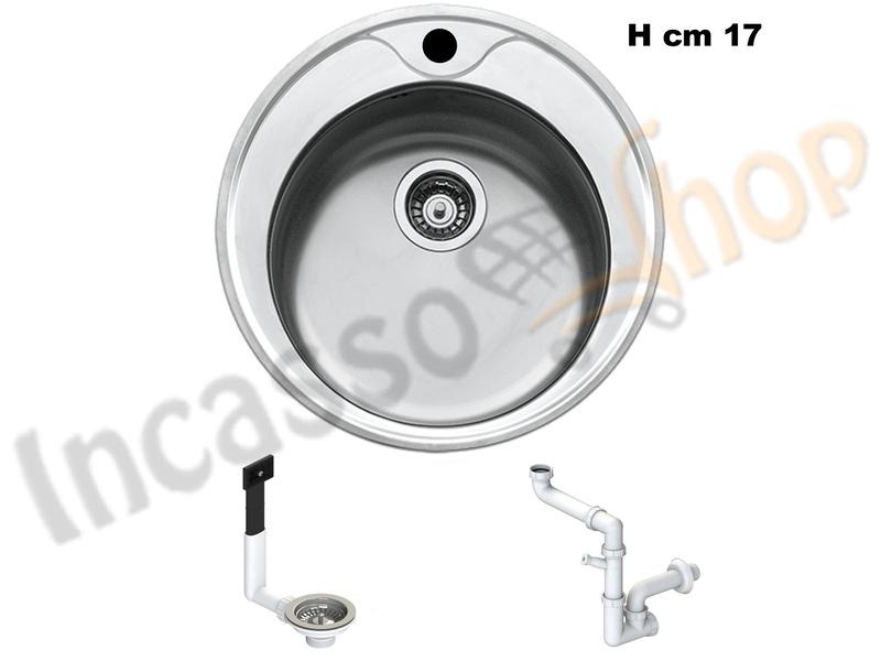 FHULLER Lavello Pozzetto Tondo Apell CIVIFRIPC Acciaio Prelucidato Ø 51 + Foro Miscelatore