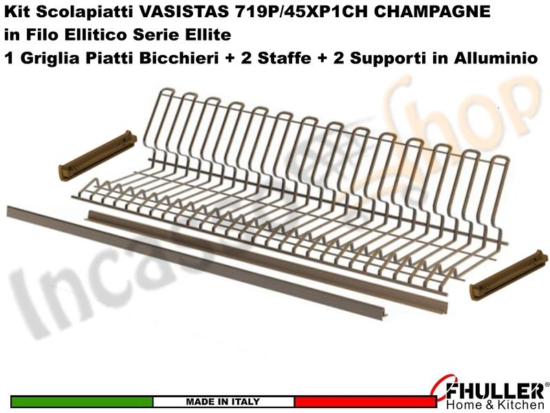 FHULLER Scolapiatti VASISTAS CHAMPAGNE 719P/120XP1CH Pensile 120 + Staffe + Barre