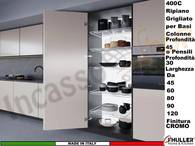 Ripiano Grigliato Mensola Pensile da 60 QUADRO 400/60-30C Prof. 44 Cromato