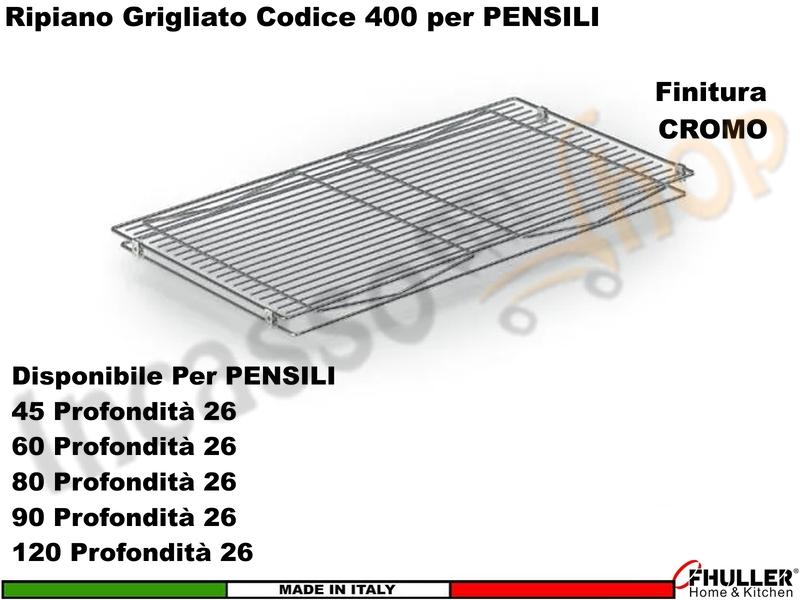 Ripiano Grigliato Mensola Pensile da 120 QUADRO 400/120-30C Prof. 44 Cromato