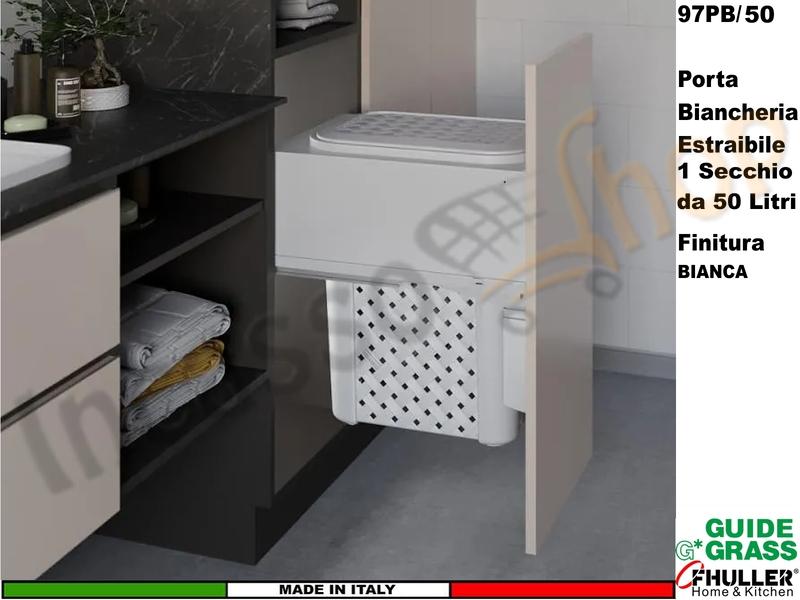FHULLER 1 Cesto da 50 Lt Portabiancheria Estraibile 97PB/50B Guide GRASS Base 50