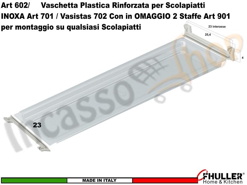 Vaschetta Raccogligocce Trasparente 602 Scolapiatti 40-45-50-60-70-75-80-90 + 2 Staffe