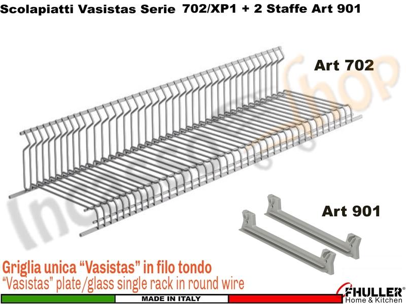 Scolapiatti VASISTAS Griglia Unica GRIGIO 702 Pensile 90 Interno 85,6 + 2 Staffe 901