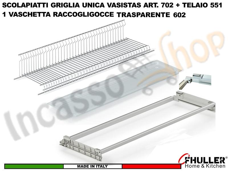 Kit Scolapiatti Vasistas Pensile 90 702/90 + Vaschetta 602 + Telaio 502