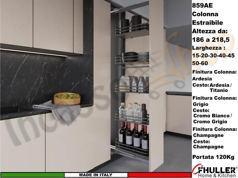 Colonna Dispensa Estraibile Alta ELLITE 859AE/20 H 186 a 218 Larg.20 Vari Colori