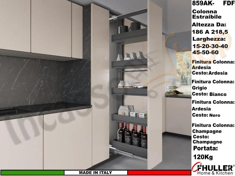 Colonna Dispensa Estraibile Alta IKONA 859AK/15 H.186 A 218 Larg.15 Max 120Kg Vari Colori
