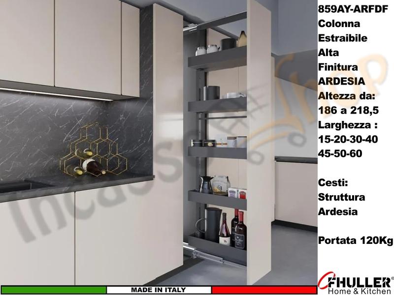 Colonna Dispensa HYPER 859AY da 186 a 218 Ardesia + 5 Cesti 15-20-30-40-45-50-60