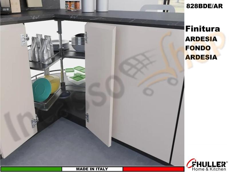 Cestello Girevole 2 Cesti 3/4 Base Min.80X80 Struttura Ardesia Cesto Ardesia