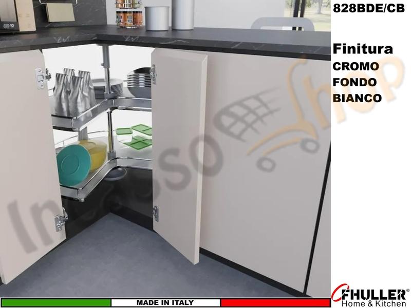 Cestello Girevole 2 Cesti 3/4 Base Min.80X80 Struttura Cromo Cesto Bianco