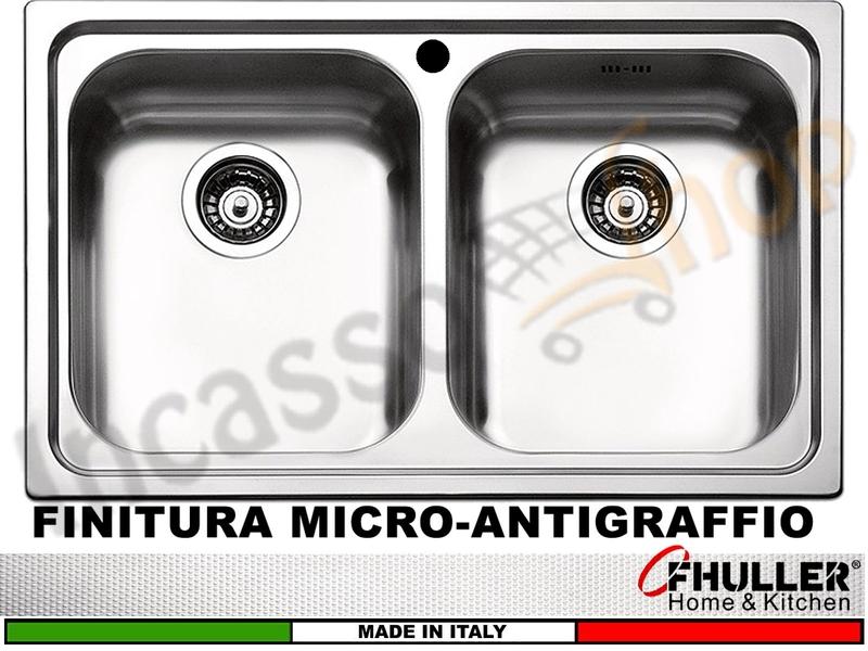 Lavello Incasso FHULLER Mod.LAGUNA Acciaio Antigraffio 79X50 2 Vasche