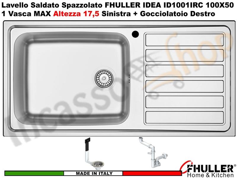 Lavello FHULLER Mod.IDEA Acciaio Spazzolato 100 X 50 1 Vasca H 18 SX e Gocc. DX