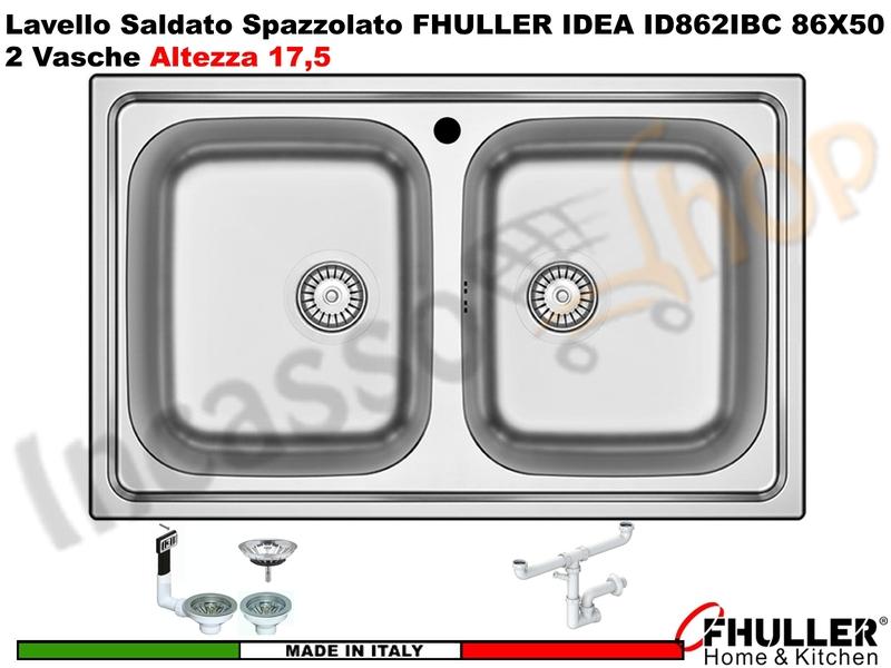 Lavello FHULLER Mod.IDEA Acciaio Spazzolato 86 X 50 2 Vasche H 18