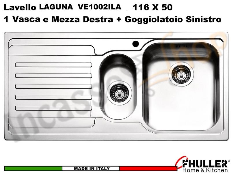 Lavello Incasso FHULLER Mod.LAGUNA Acciaio Spazzolato 100X50 1 V. e ½ DX e G. SX