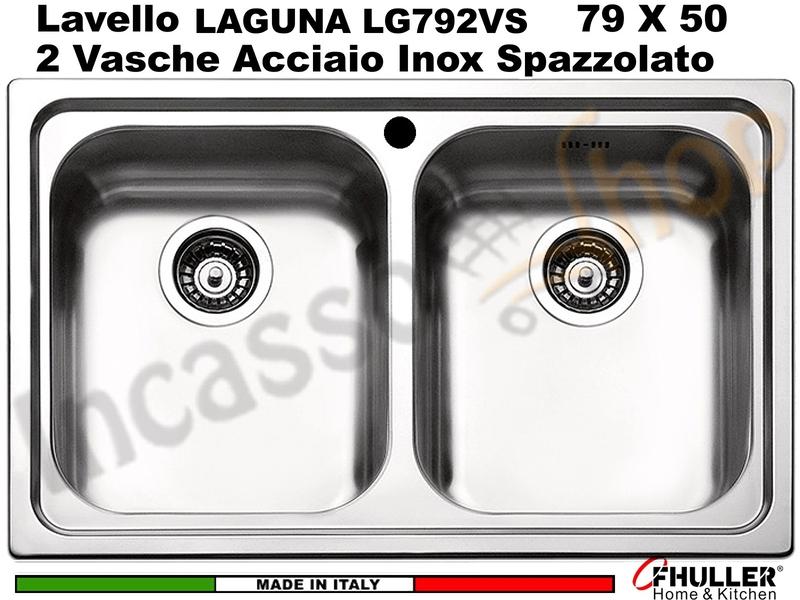 Lavello Incasso FHULLER Mod.LAGUNA Acciaio Spazzolato 79X50 2 Vasche
