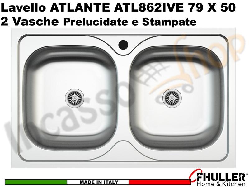 Lavello Incasso FHULLER ATLANTE Acciaio Stampato 79X50 2 Vasche