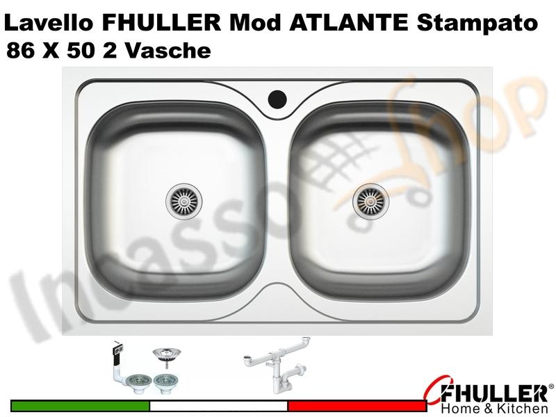 Lavello Incasso FHULLER ATLANTE Acciaio Stampato 89 X 50 2 Vasche