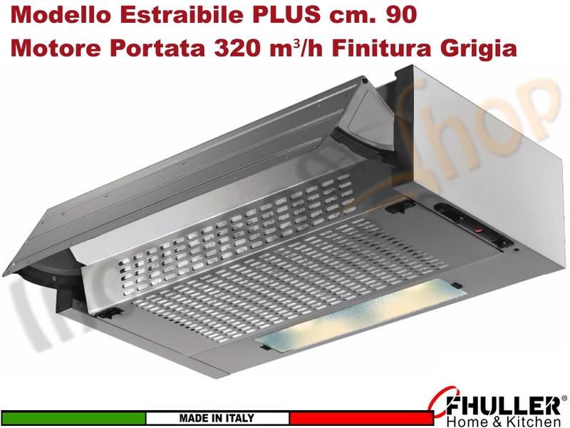 Cappa ESTRAIBILE PLUS Incasso 90 Sottopensile K104R0079 Motore 320 m³/h Cla. C