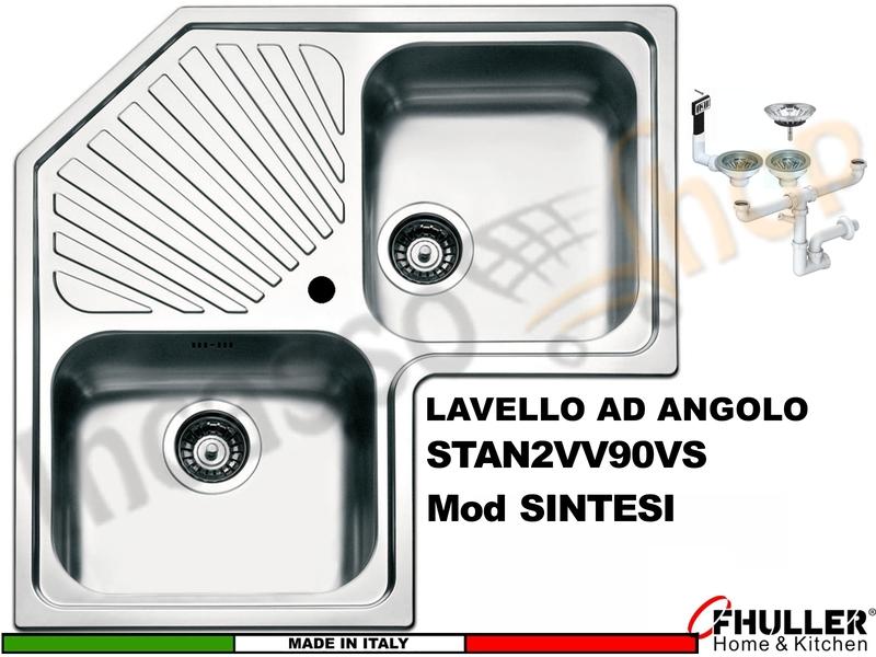 Lavello Angolo Incasso Apell-FHULLER ROAN2IBC 83X83 2 Vasche Acciaio Spazzolato