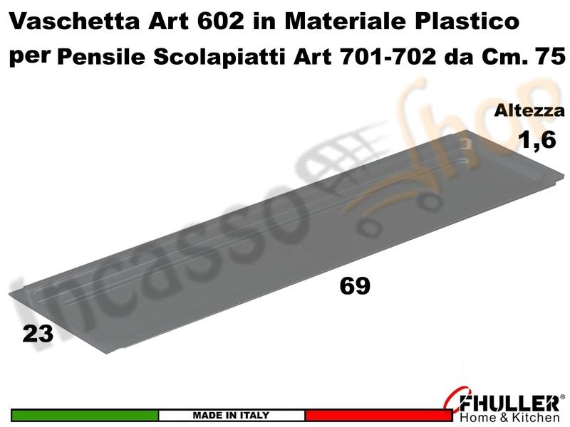 Vaschetta Raccogligocce ARDESIA INOXA 602/75AR Scolapiatti da 75 Interno 69