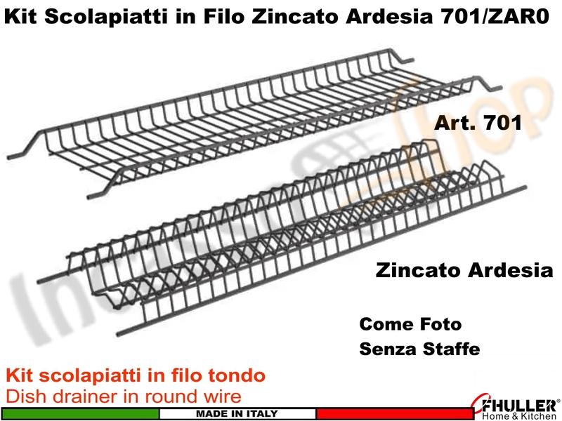 Scolapiatti FHULLER Griglia Piatti/Bicchieri ARDESIA Incasso Pensile da 40 a 90