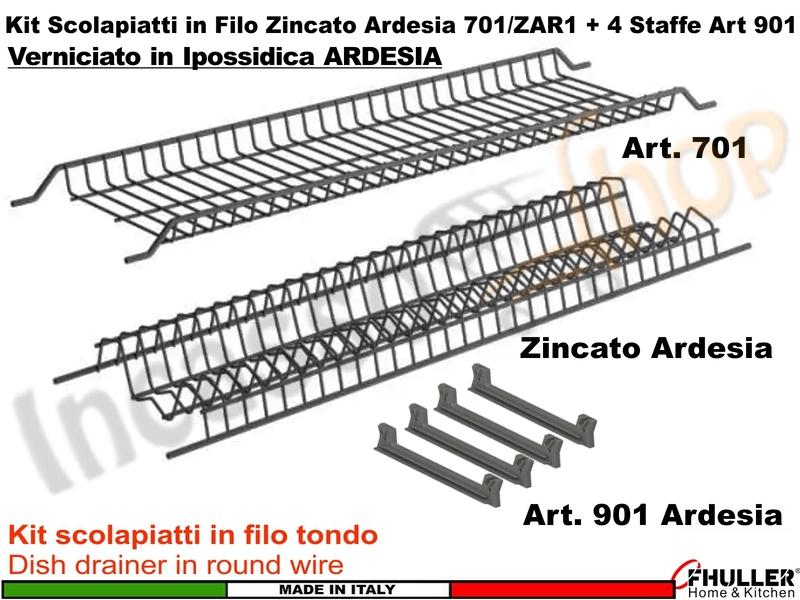 FHULLER - Scolapiatti ARDESIA Incasso Pensile 40 Interno 36,4 + Staffe + Vaschetta