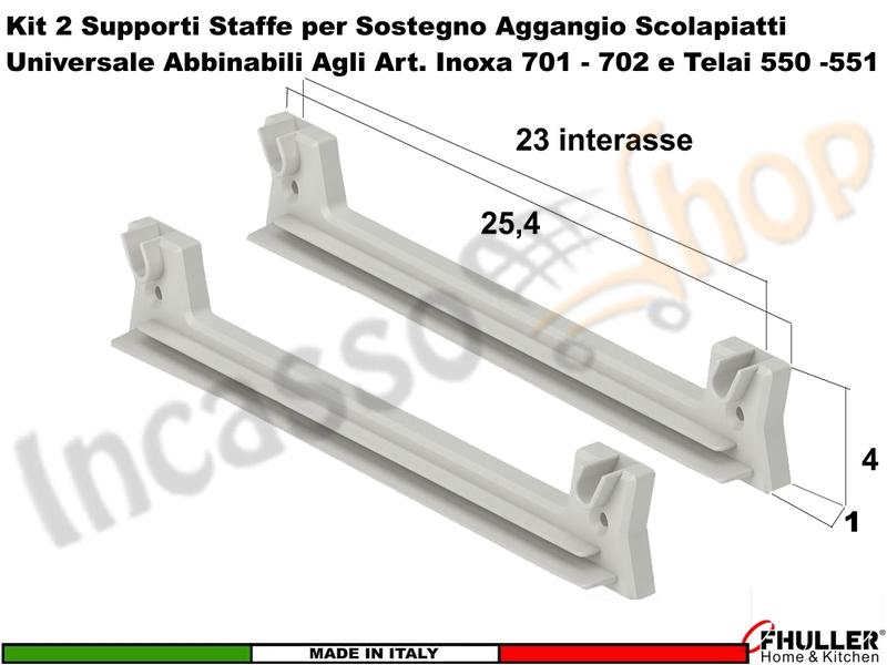 2 Staffe 901 Supporto Plastica Rinforzata Scolapiatti Inoxa Ricambio Universale