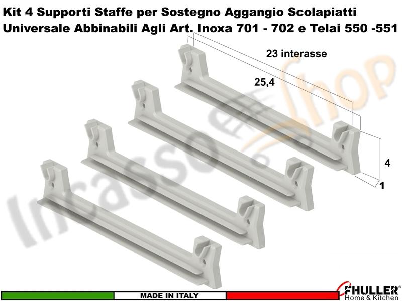 4 Staffe 901 Supporto Plastica Rinforzata Scolapiatti Inoxa Ricambio Universale