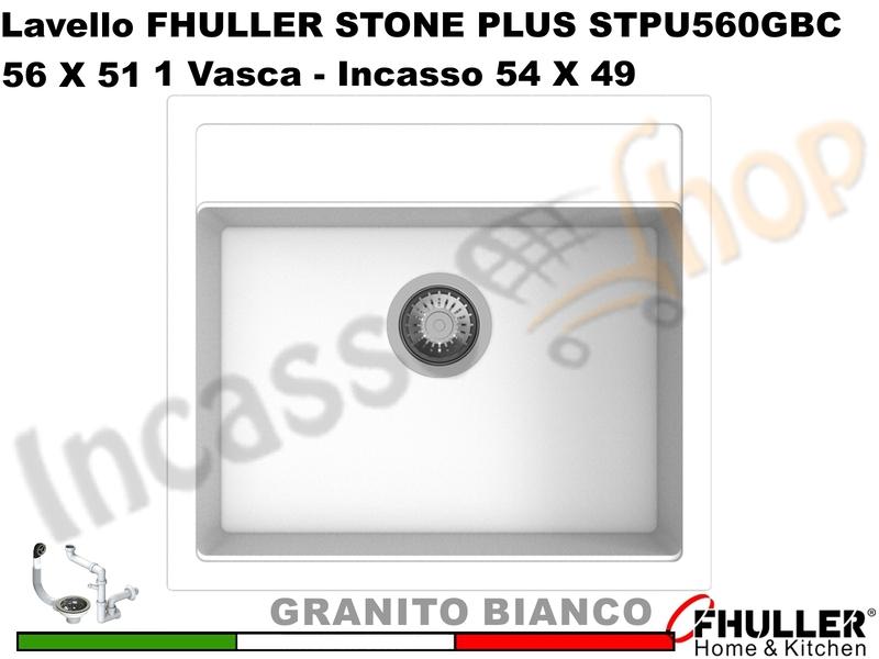FHULLER Lavello incasso Cucina GRANITO STONE PLUS 56X51 1 Vasca BIANCO