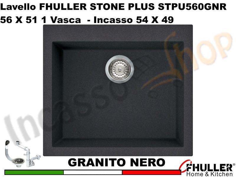 FHULLER Lavello incasso Cucina GRANITO STONE PLUS 56X51 1 Vasca NERO